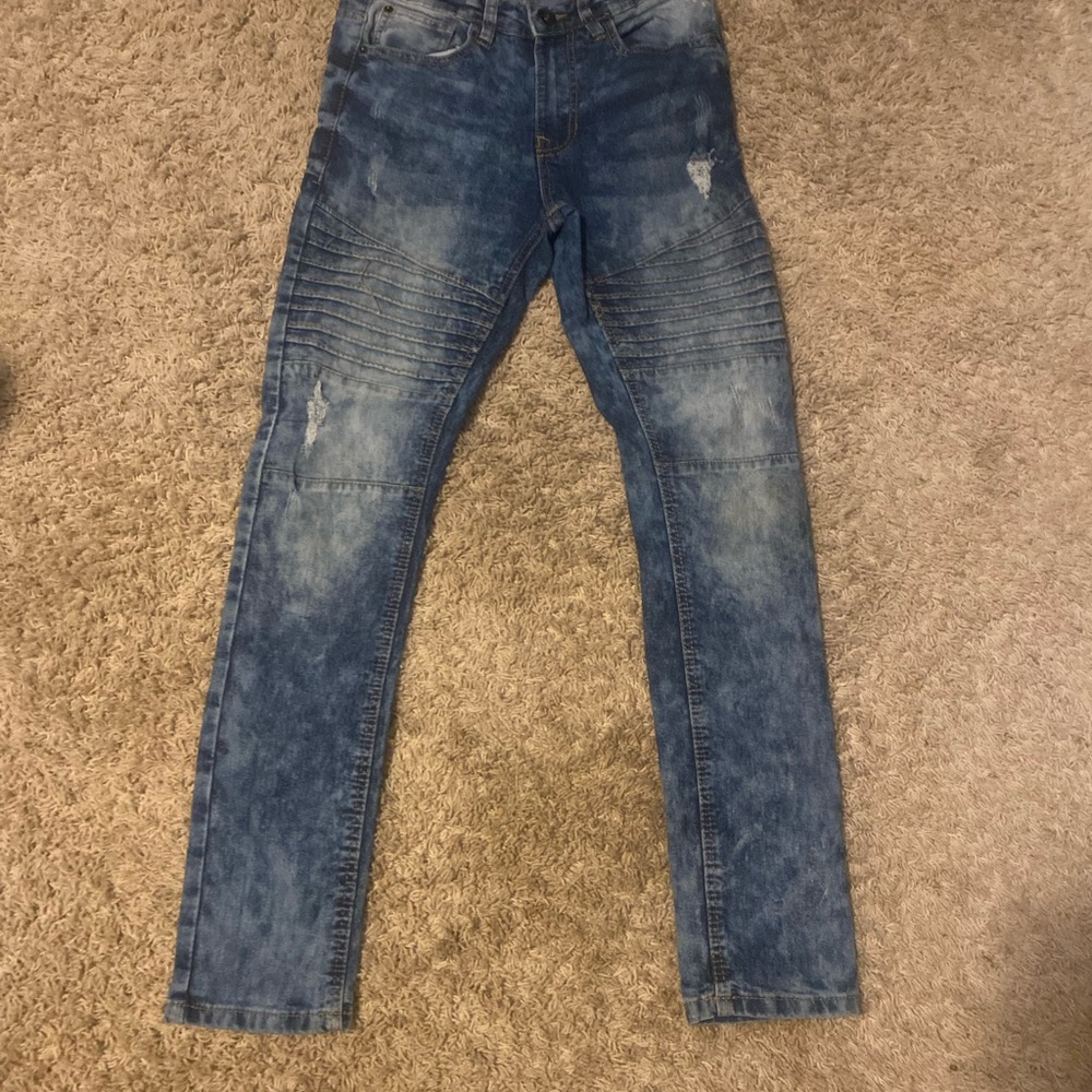 Biker jean distressed pants